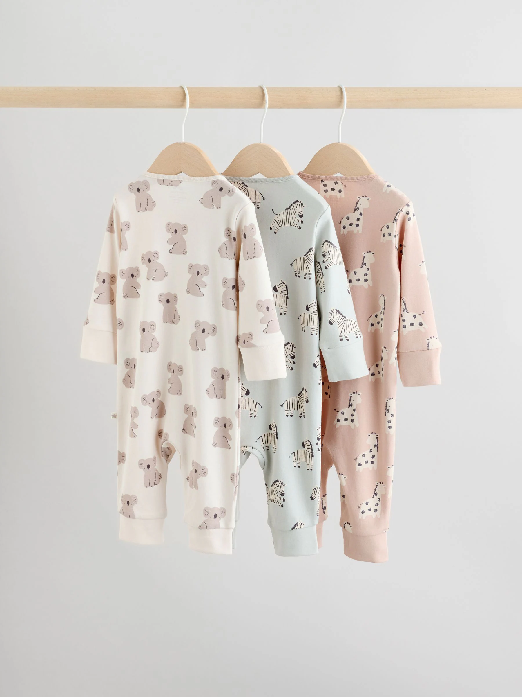 Mintgroen - Two Way Zip Baby Footless Sleepsuits 3 Pack (0mths-3yrs)