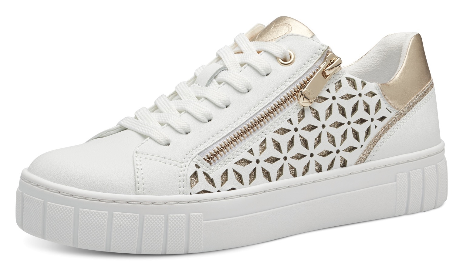 MARCO TOZZI Plateausneaker  , Freizeitschuh, Halbschuh, Schnürschuh mit unterlegtem Lochmuster