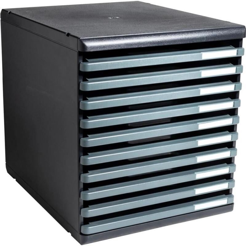 MODULO A4 10 tiroirs ouverts  MODULO A4 10 tiroirs ouverts Ecoblack