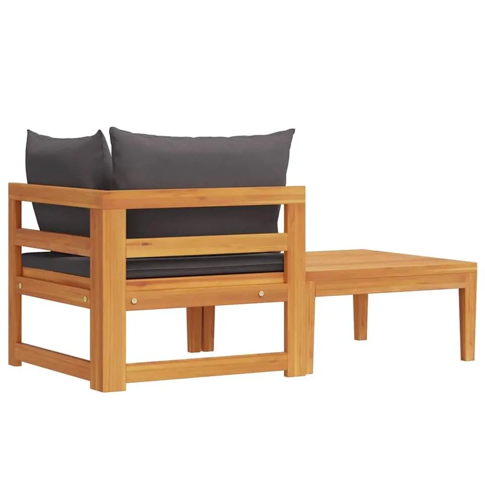 vidaXL - Loungeset - Grijs - Acaciahout - 2 stuks - Met kussens