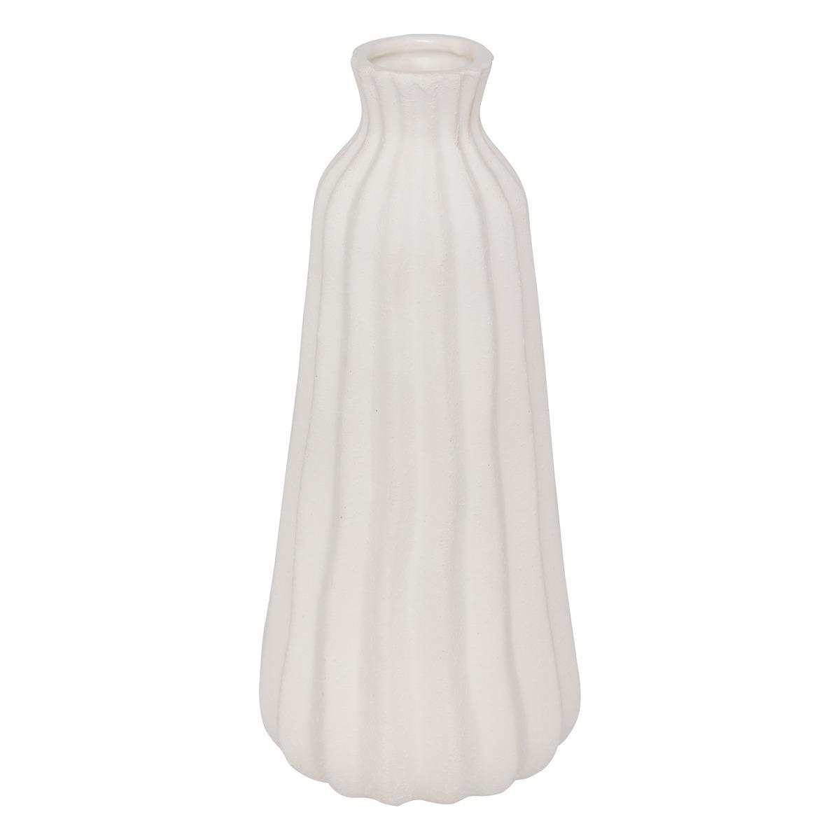 VASE CERAMIQUE STRIE FERNAN BLANC H.30CM