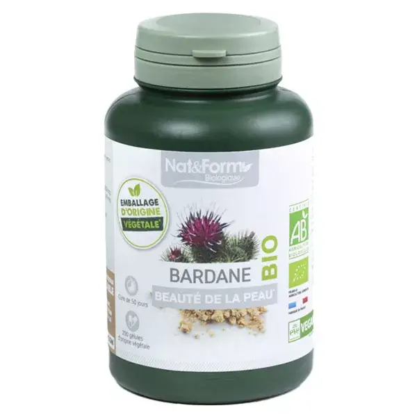 Cápsulas Vegetais de Bardana Orgânica Nat & Form - 200 unidades