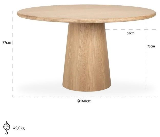 Eetkamertafel 7884 Oakley ⌀140  x H76 cm