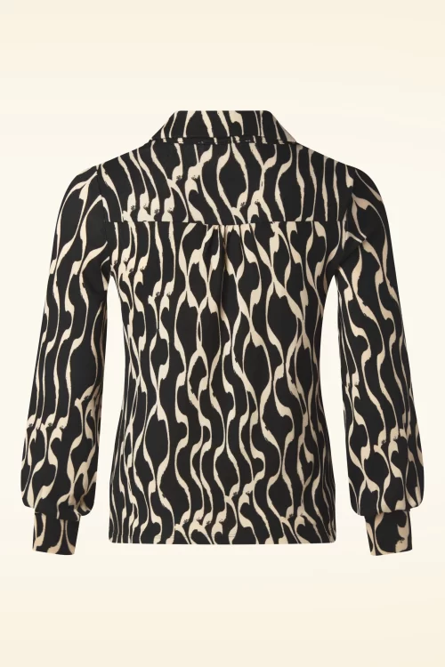Surkana Lena blouse in zwart en beige