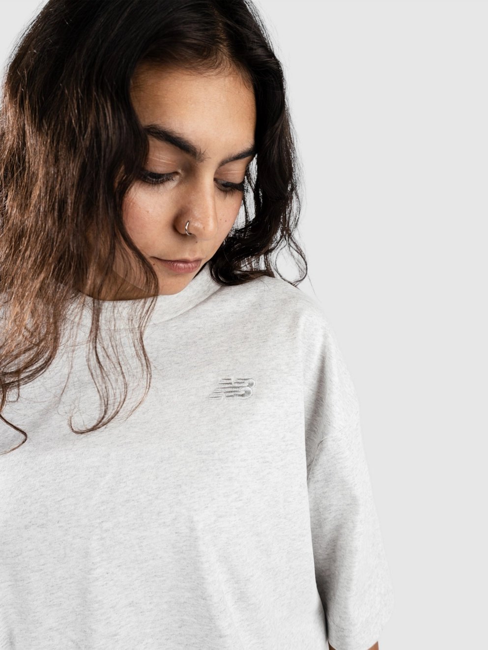 New Balance Logo Relaxed Jersey T-Shirt ash heather