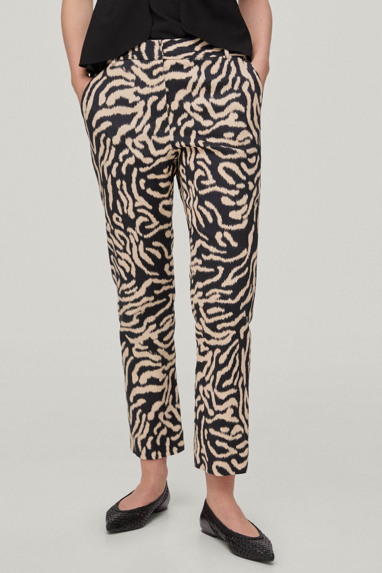 Calça reta estampada - Cinza