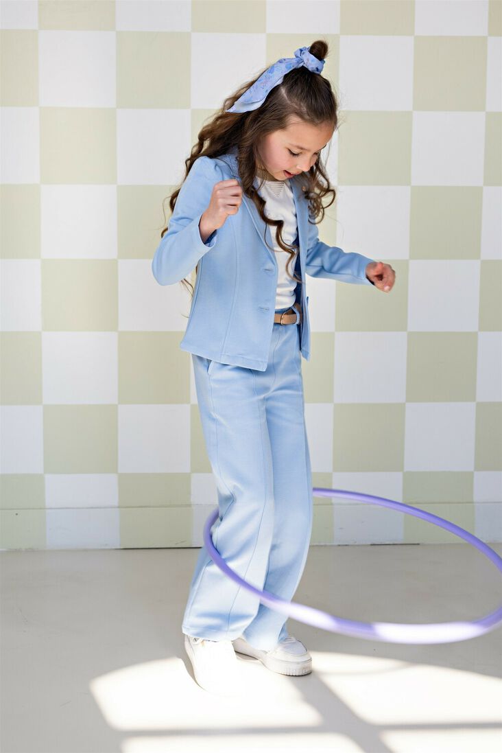 NONO blauwe nono blazer dip girls blazer lurex pique light blue