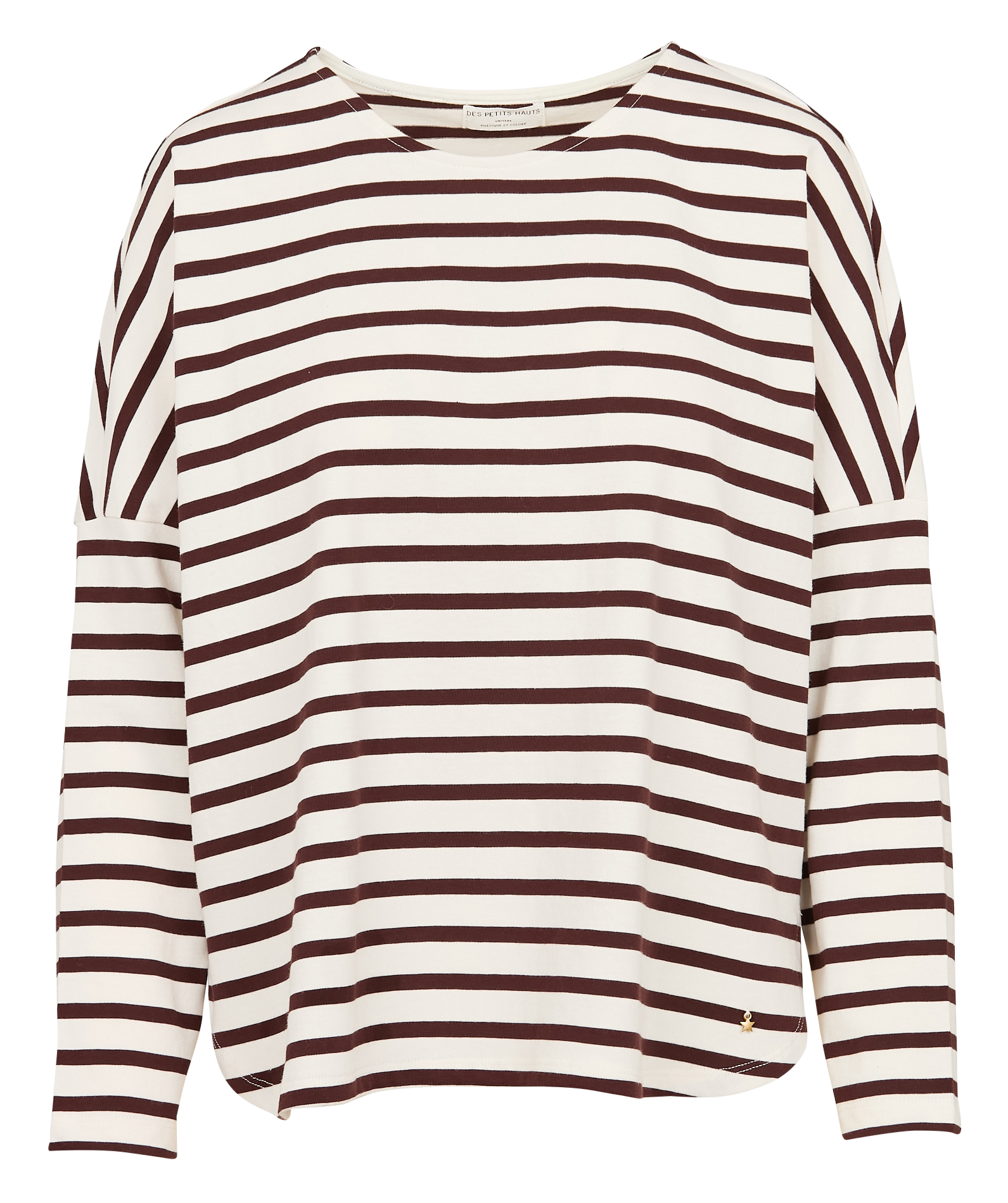 FILLY - Tee-shirt manches longues rayé en coton | Marron