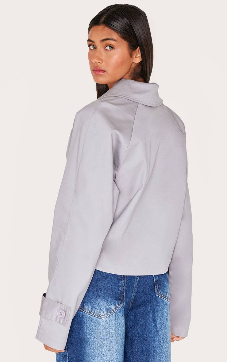 Gris Trench-coat Court Avec Détail De Patte De Tempête