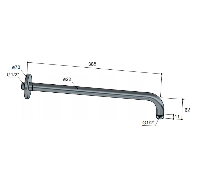 Hotbath Cobber Douchearm Wandmontage 40cm Chroom CB450