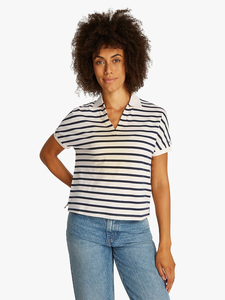TOMMY HILFIGER<br>Camisa polo de manga curta e modelagem solta