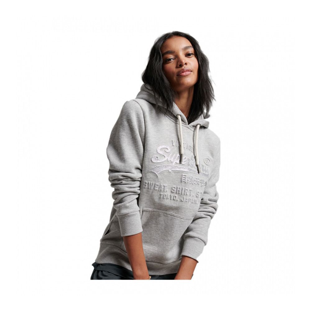 Superdry VINTAGE LOGO EMBOSS - Sweat Femme light stone snowy