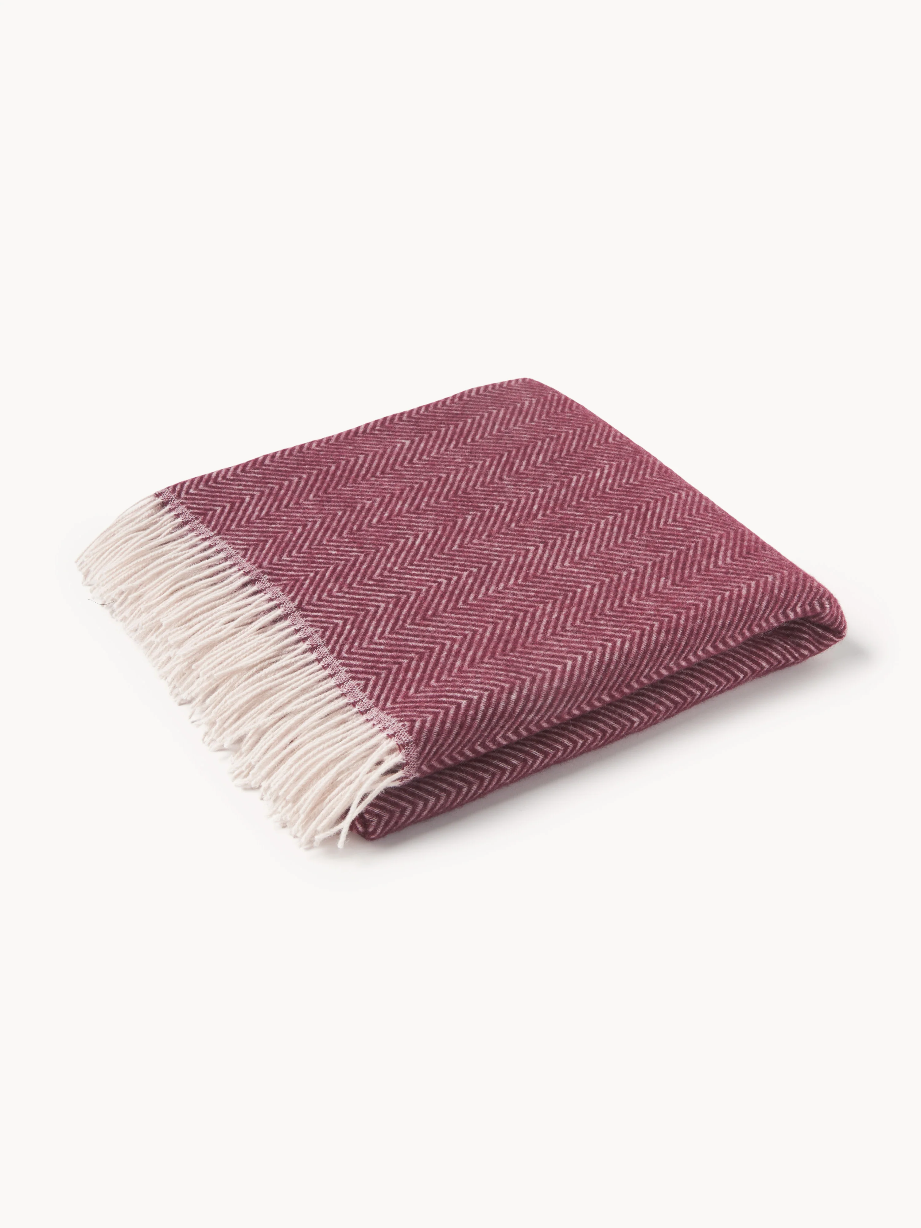 Wollen plaid Tyrol met visgraatpatroon en franjes