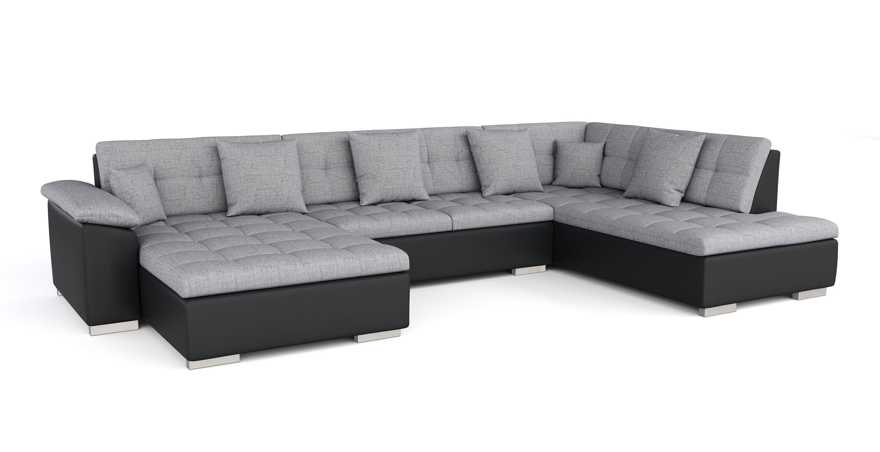 Ecksofa ARIA links grau/schwarz