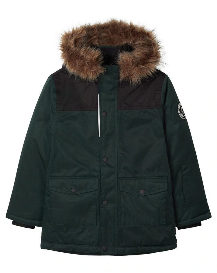 Funktions-Winterjacke NKMSNOW10 mit Kunstfellbesatz in dunkelgrün