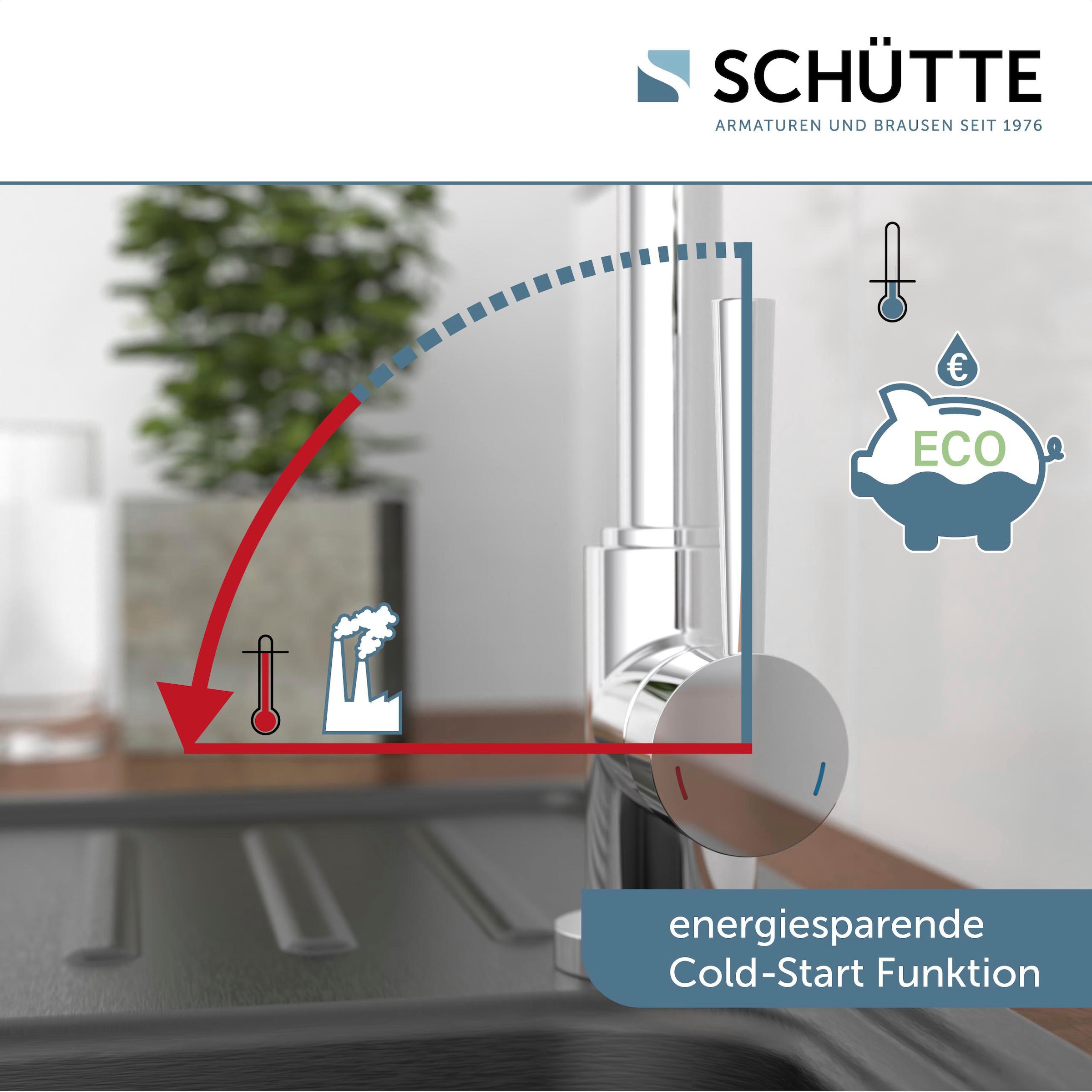 Schütte Spültischarmatur »CORNWALL« energiesparender Cold-Start, 360° schwenkbare Mischbatterie, Hochdruck