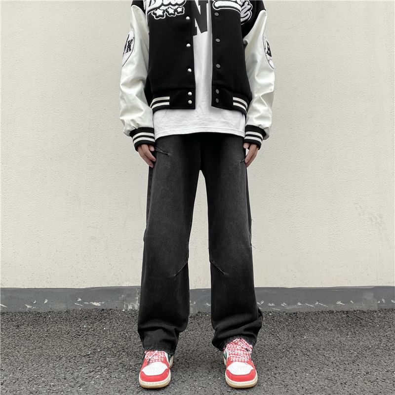 Plummie - Mid Rise Washed Straight Leg Jeans