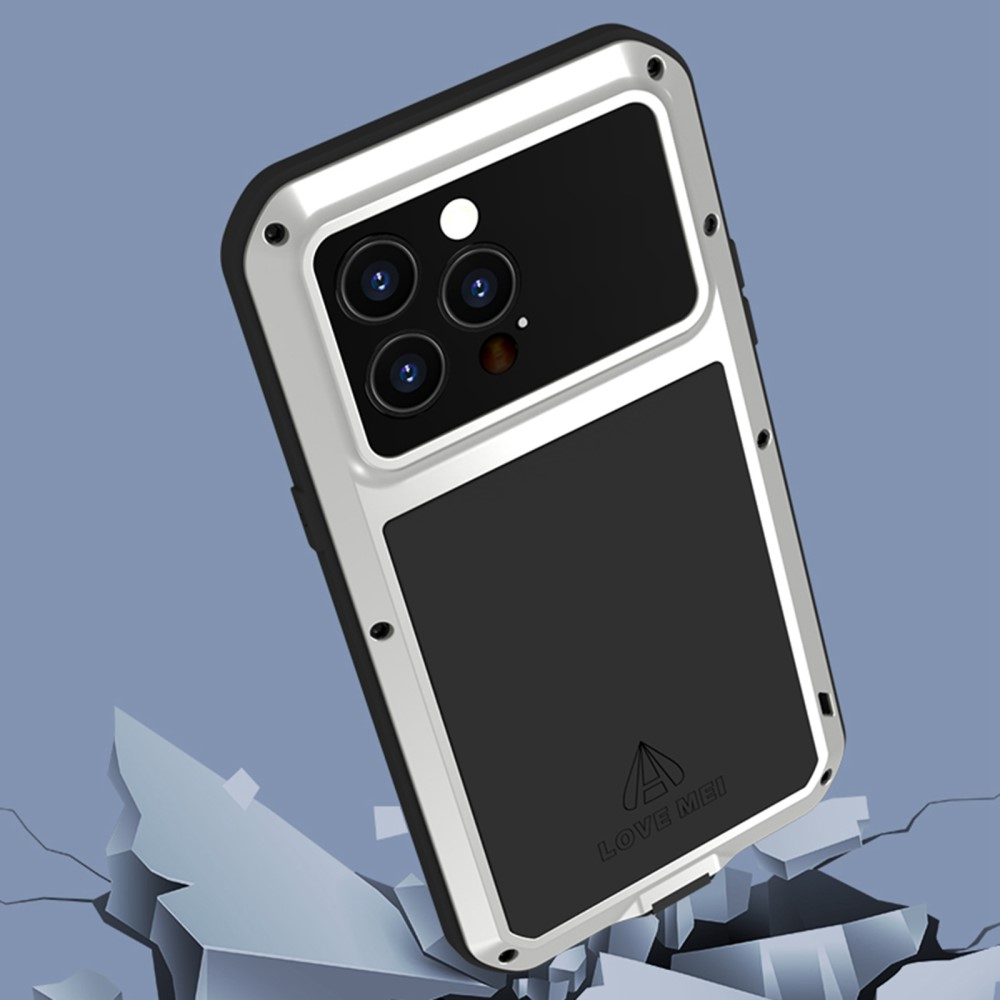 iPhone 14 Pro Silikon Metall Outdoor Case   Panzerfolie - Schwarz
