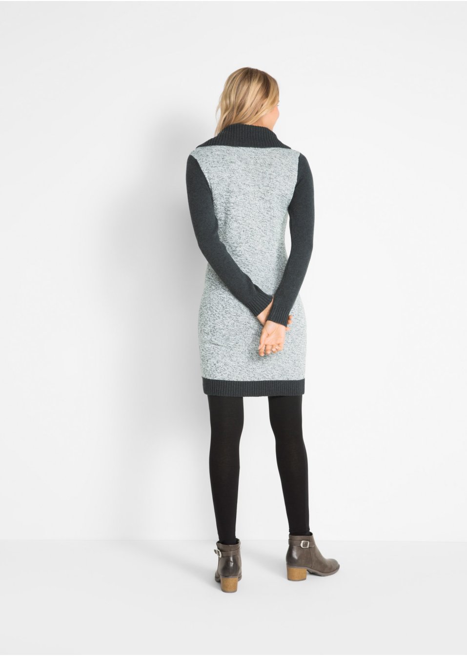 Robe en maille, manches longues, longueur genou