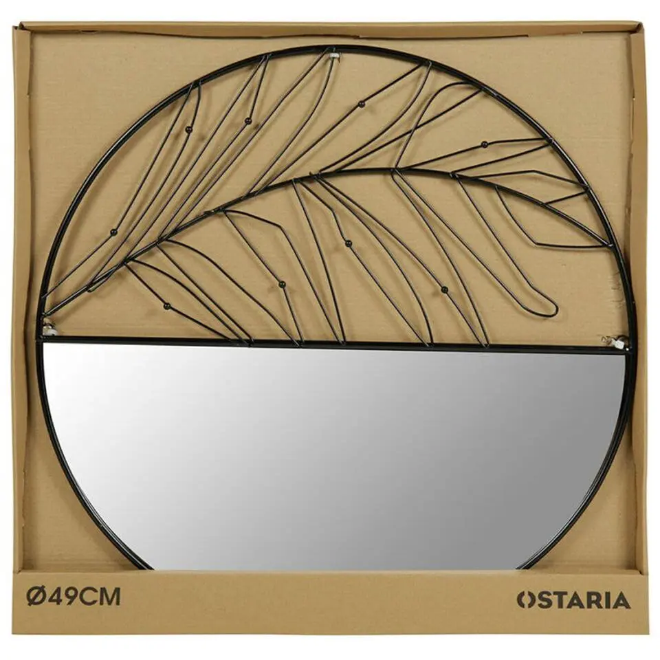 Ostaria spiegel - zwart - metaal - rond - modern - D49 cm