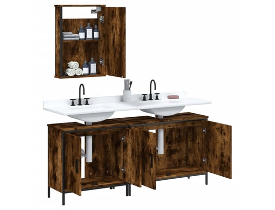 VIDAXL - Ensemble de meubles de salle de bain 3 pcs chêne fumé
