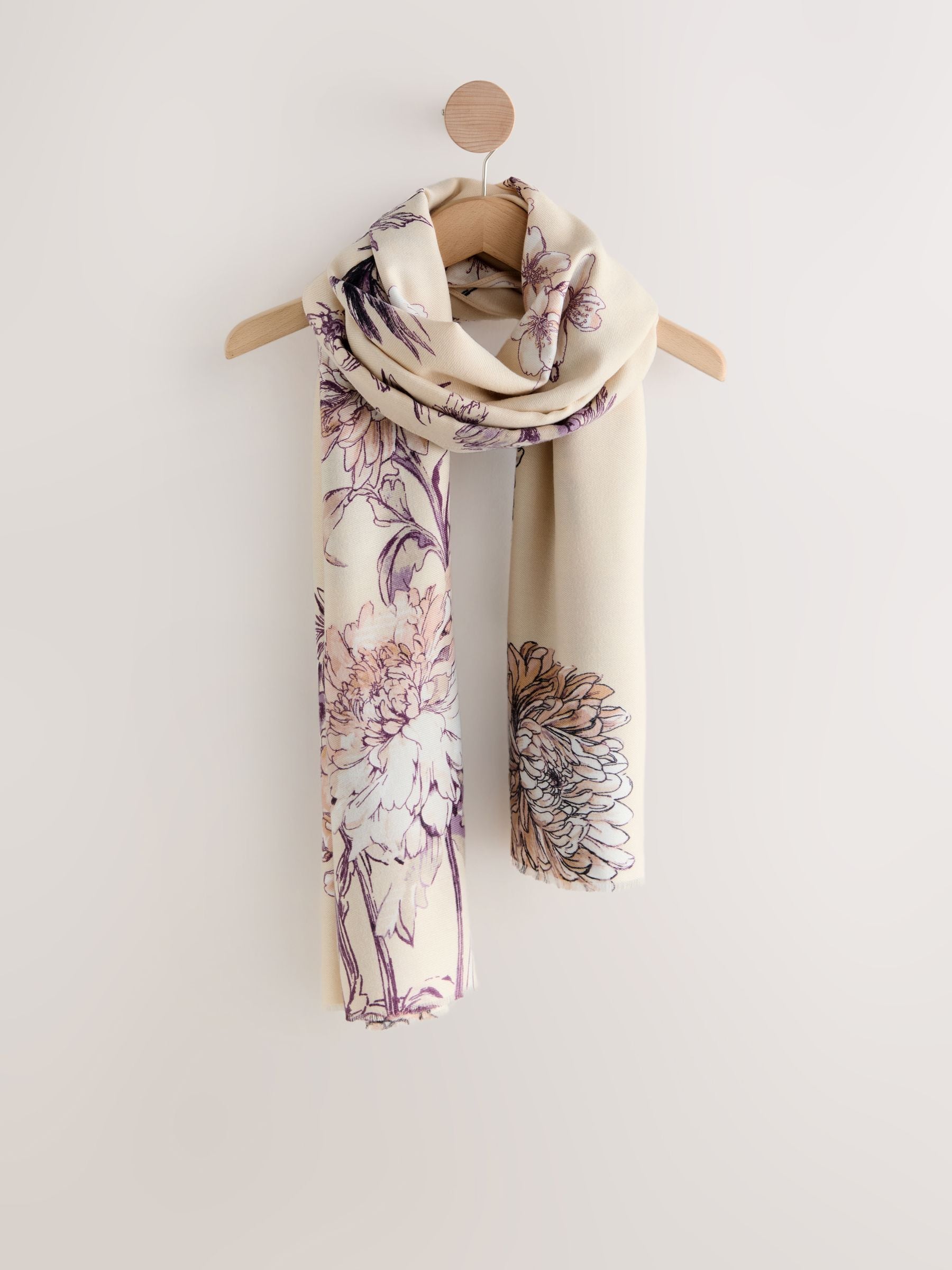 White Vintage Floral - Halfzware sjaal