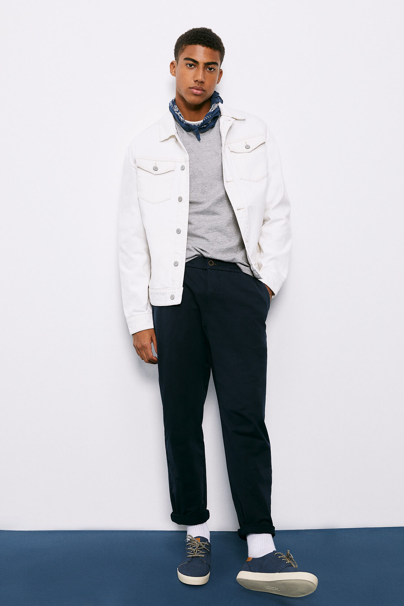 Calça chino de malha confortável - azul marinho