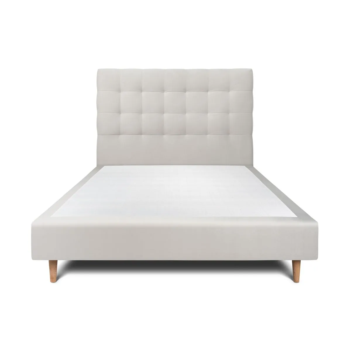 Sommeil de plomb Lit 150x200cm - Tête de lit capitonnée et sommier tapissier - Gris clair