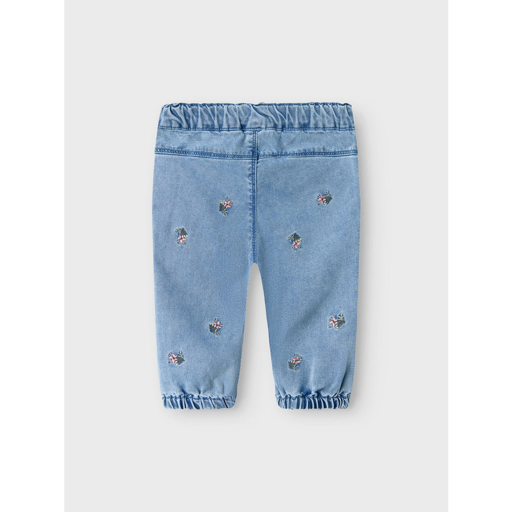 Køb Name It Light Blue Denim Rose Shaped Embroidery Jeans