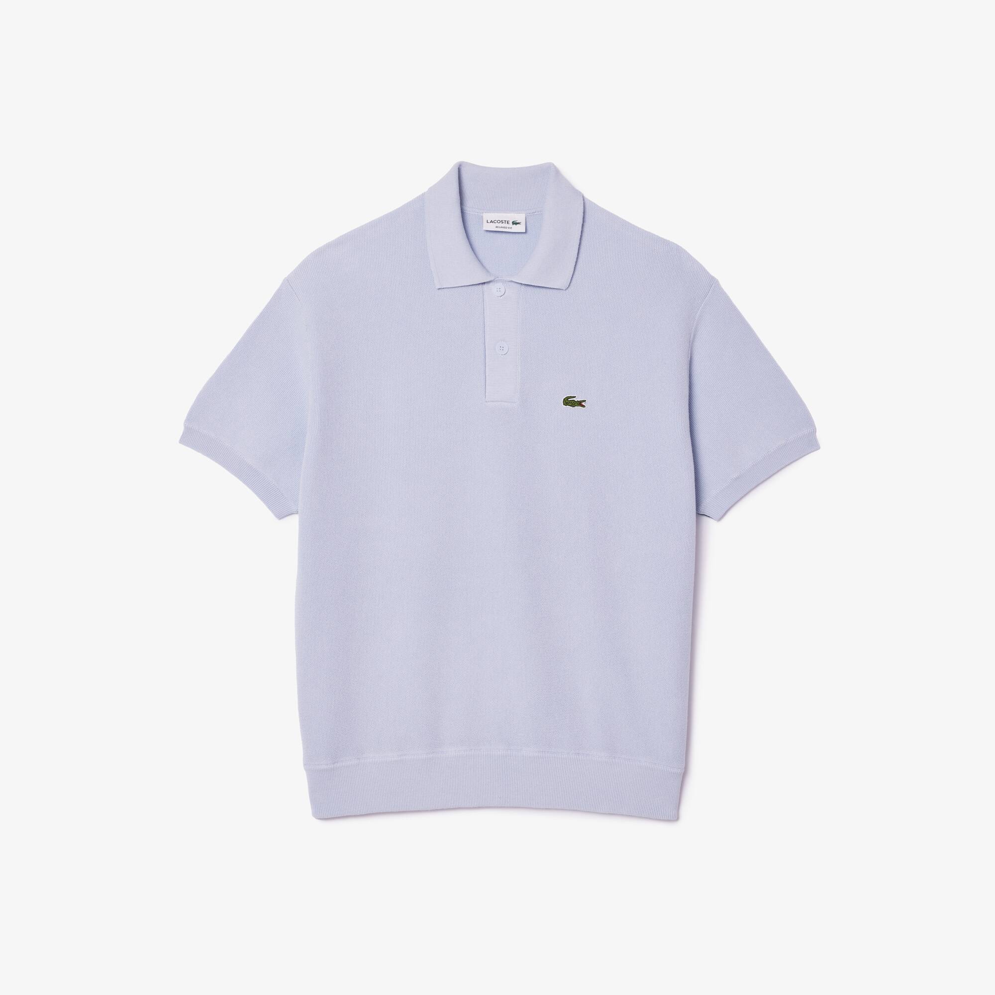 Pull col polo en coton biologique Pullovers - Bleu - Lacoste - Homme