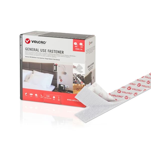 Dobbeltsidig Tape Velcro Hvit 50 mm x 5 m