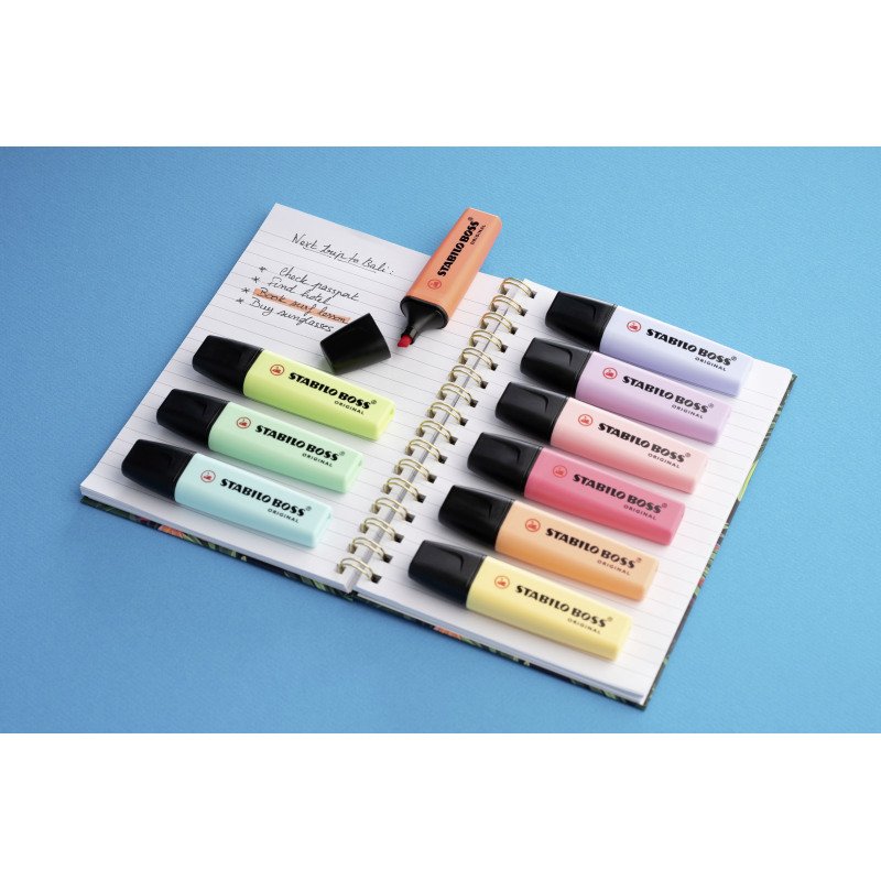 Surligneur Stabilo Boss couleurs pastel assorties - Set de 15