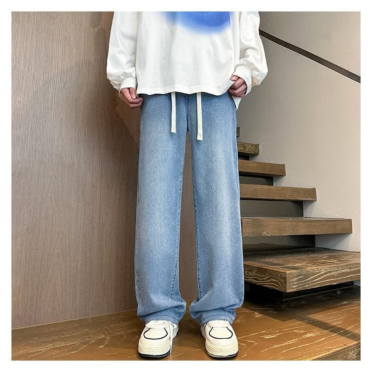 Tiaota - Gewassen losse jeans met trekkoord in de taille