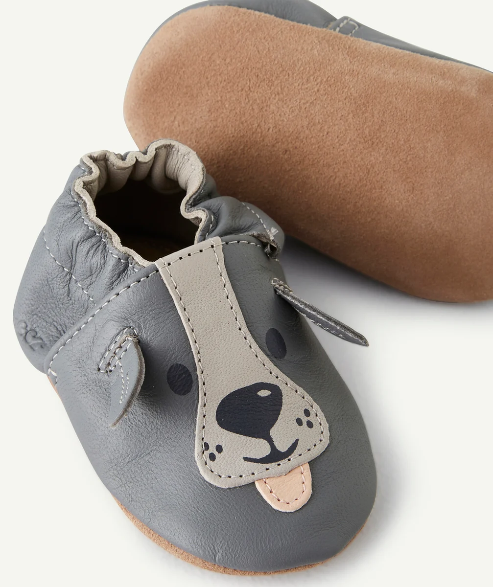 ROBEEZCHAUSSONS CHIEN GRIS EN CUIR BÉBÉ