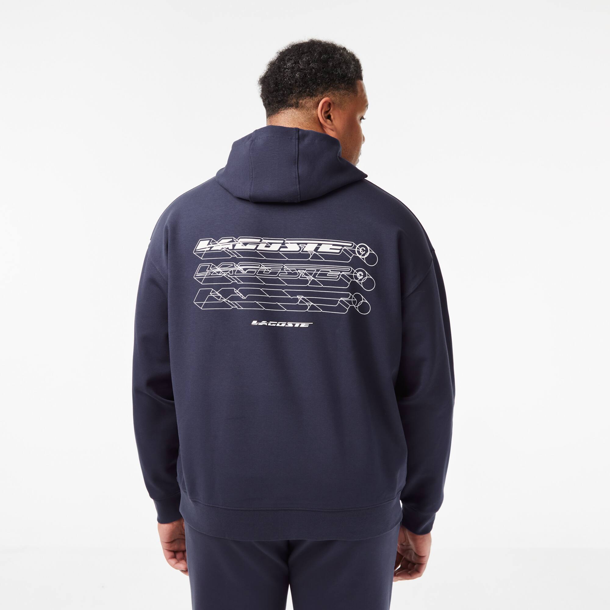 Sweatshirt à capuche homme loose fit en double face Sweatshirts - Bleu - Lacoste - Homme