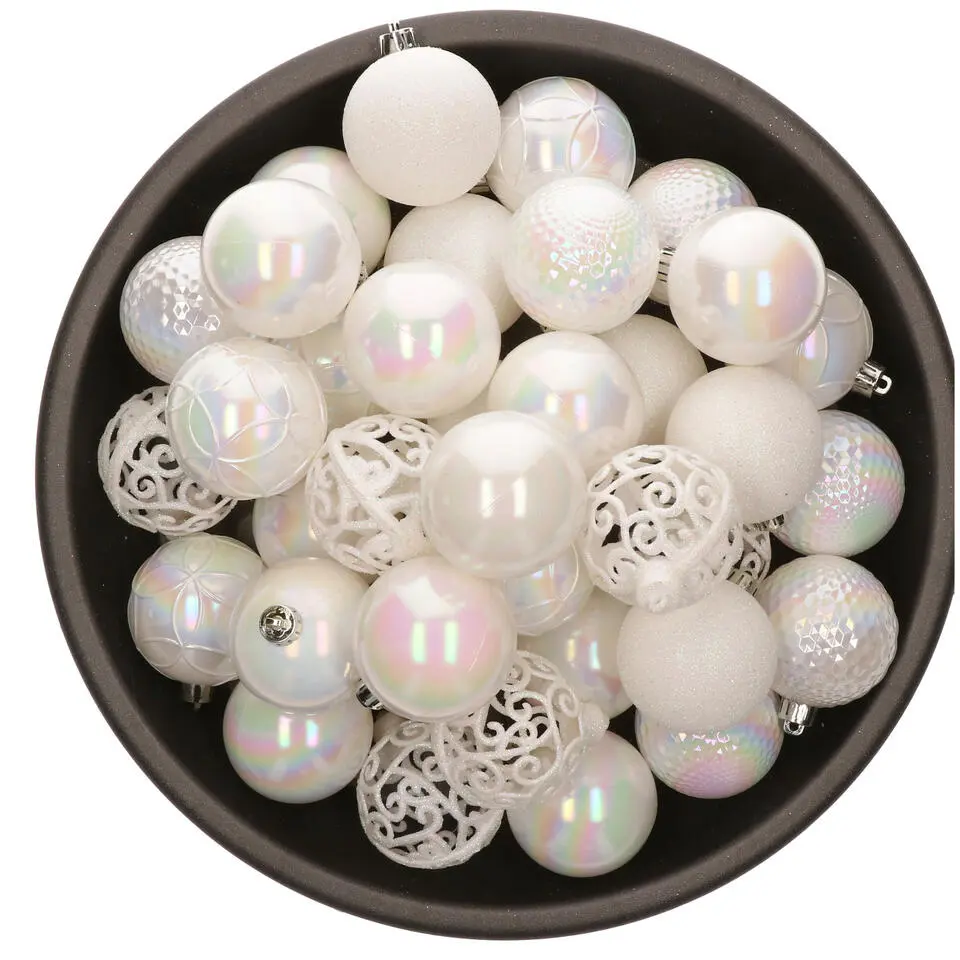 Bellatio Decorations kerstballen -37x -parelmoer -6 cm -kunststof