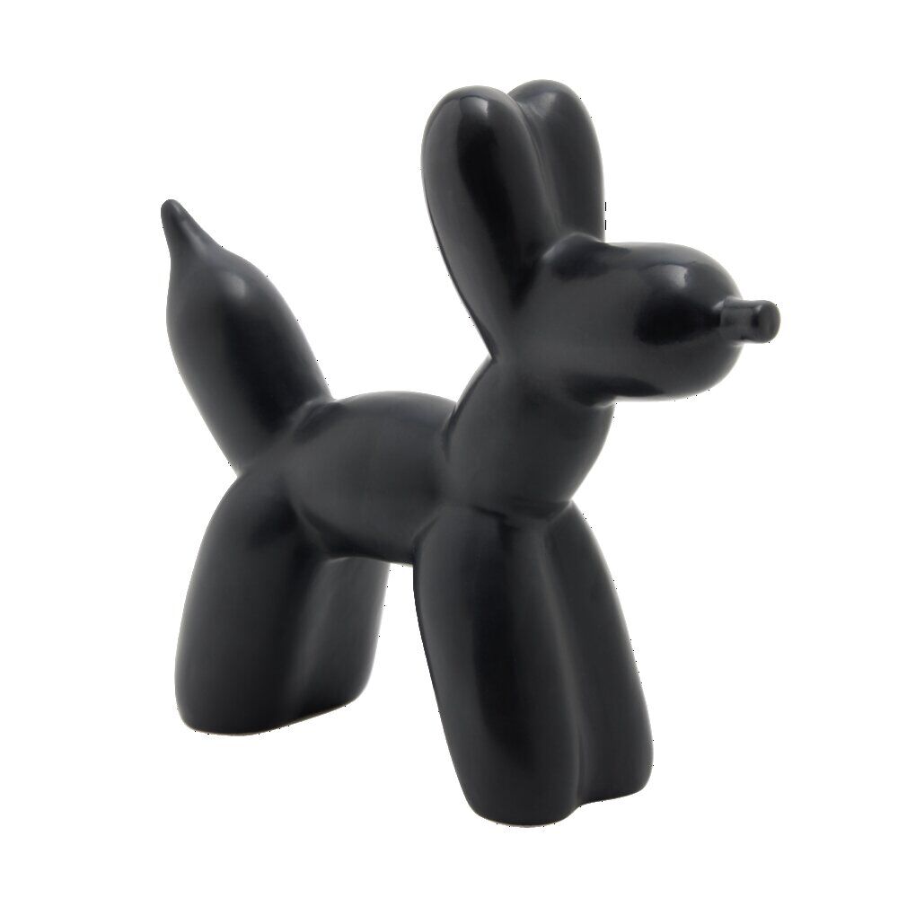 Chien céramique à poser forme ballon sculpté H16,5cm gris chromé
