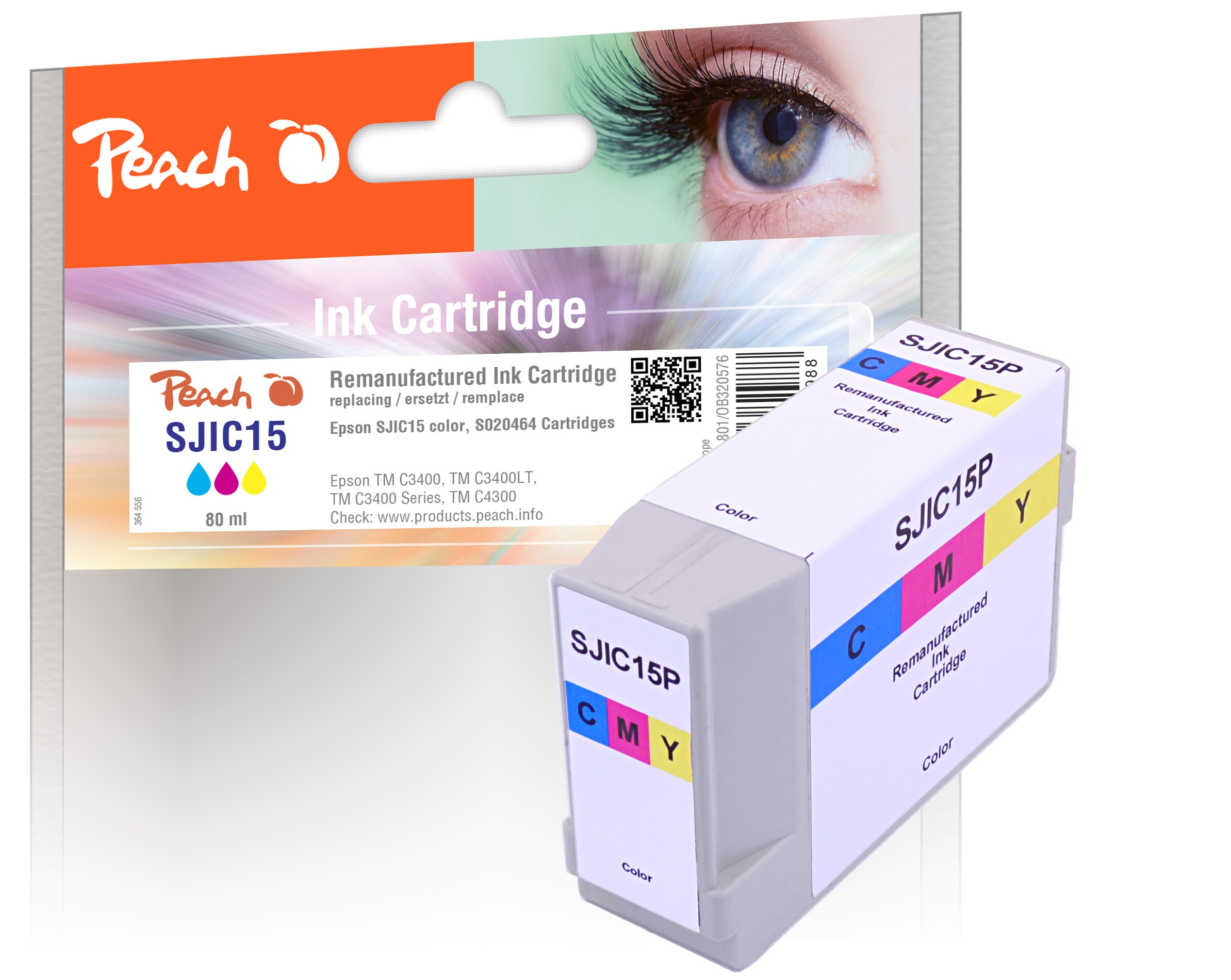 Peach ESJIC15Druckerpatrone c/m/y ersetzt Epson SJIC15, C33S020464 für z.B. Epson ColorWorks C 3400, Epson ColorWorks C 3400 LAN, Epson TMC 3400 (wiederaufbereitet)