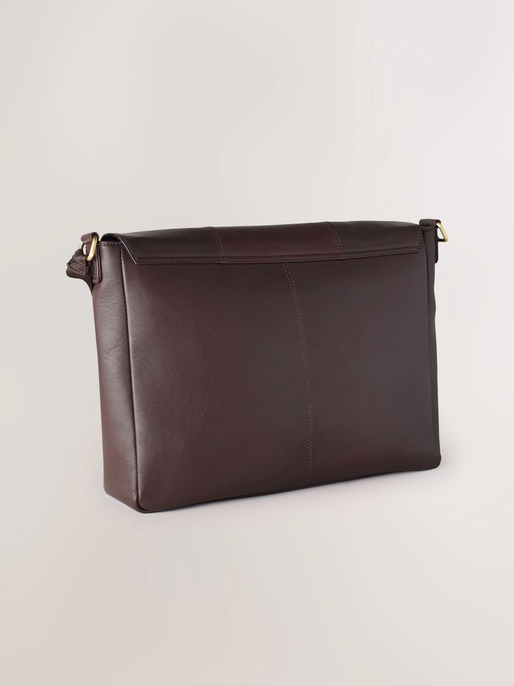 Bruin - Signature leren messenger-tas