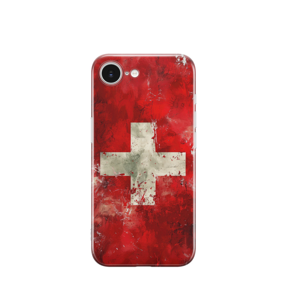 iPhone 16e Gummi Hülle Swiss Art - Rot