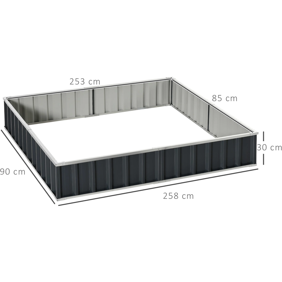Outsunny Gartenbeet inclusive Gartenhandschuhen und Beetschildern grau