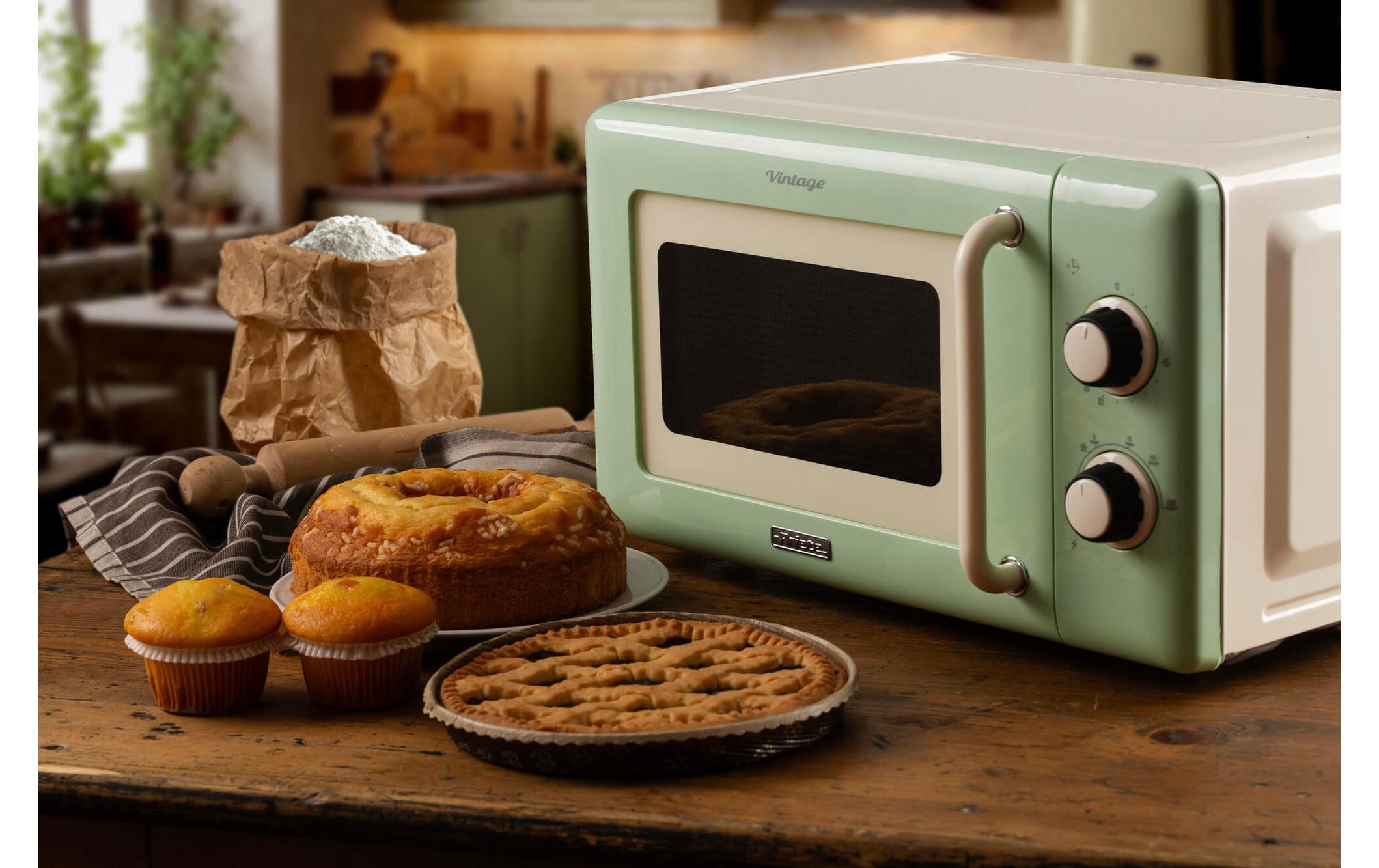 Mikrowelle Vintage Grün<br>Mikrowelle zum Kochen, Erhitzen und Auftauen