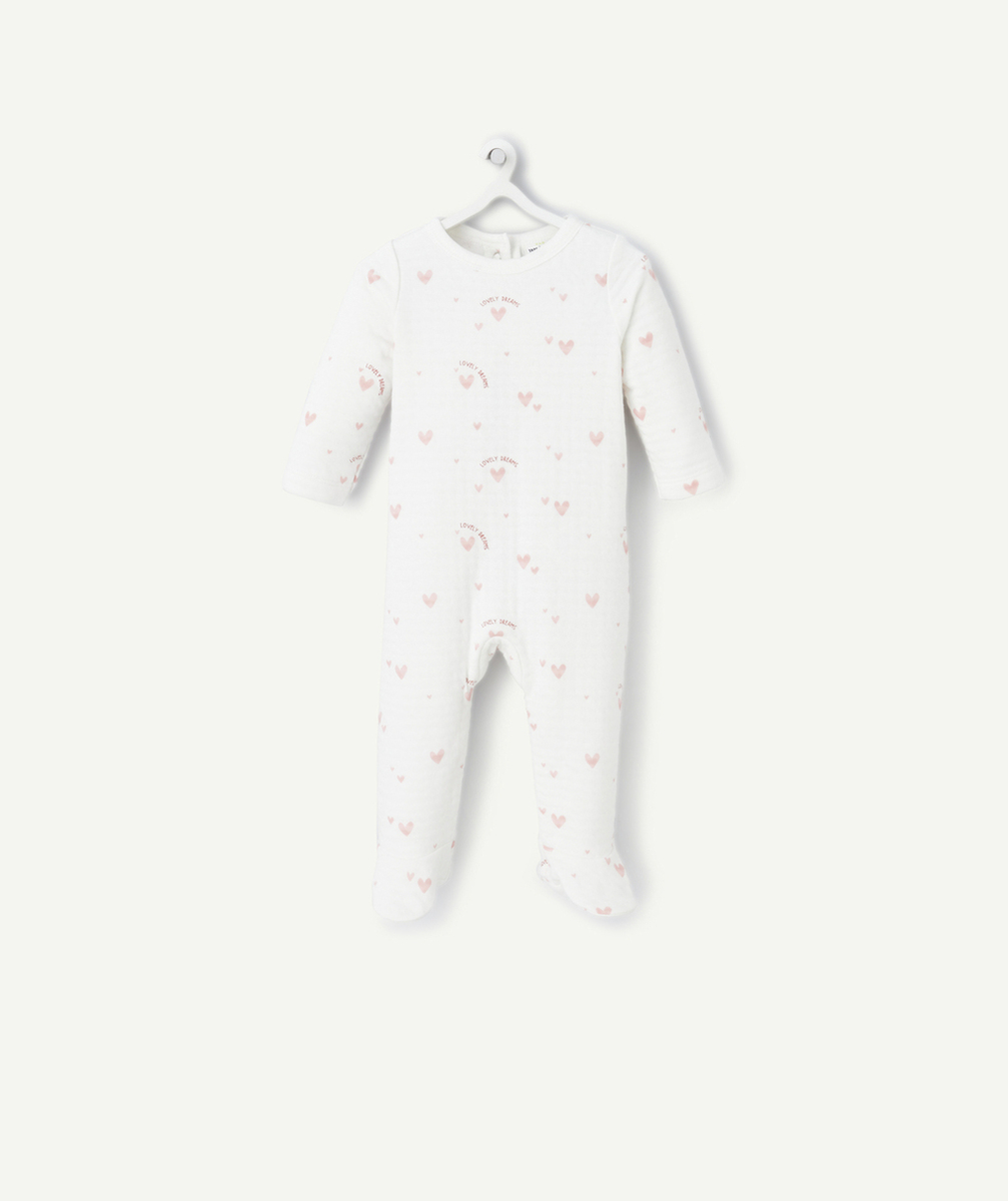 DORS-BIEN EN COTON BIO BLANC AVEC IMPRIMÉ COEUR ET MESSAGE ROSE
