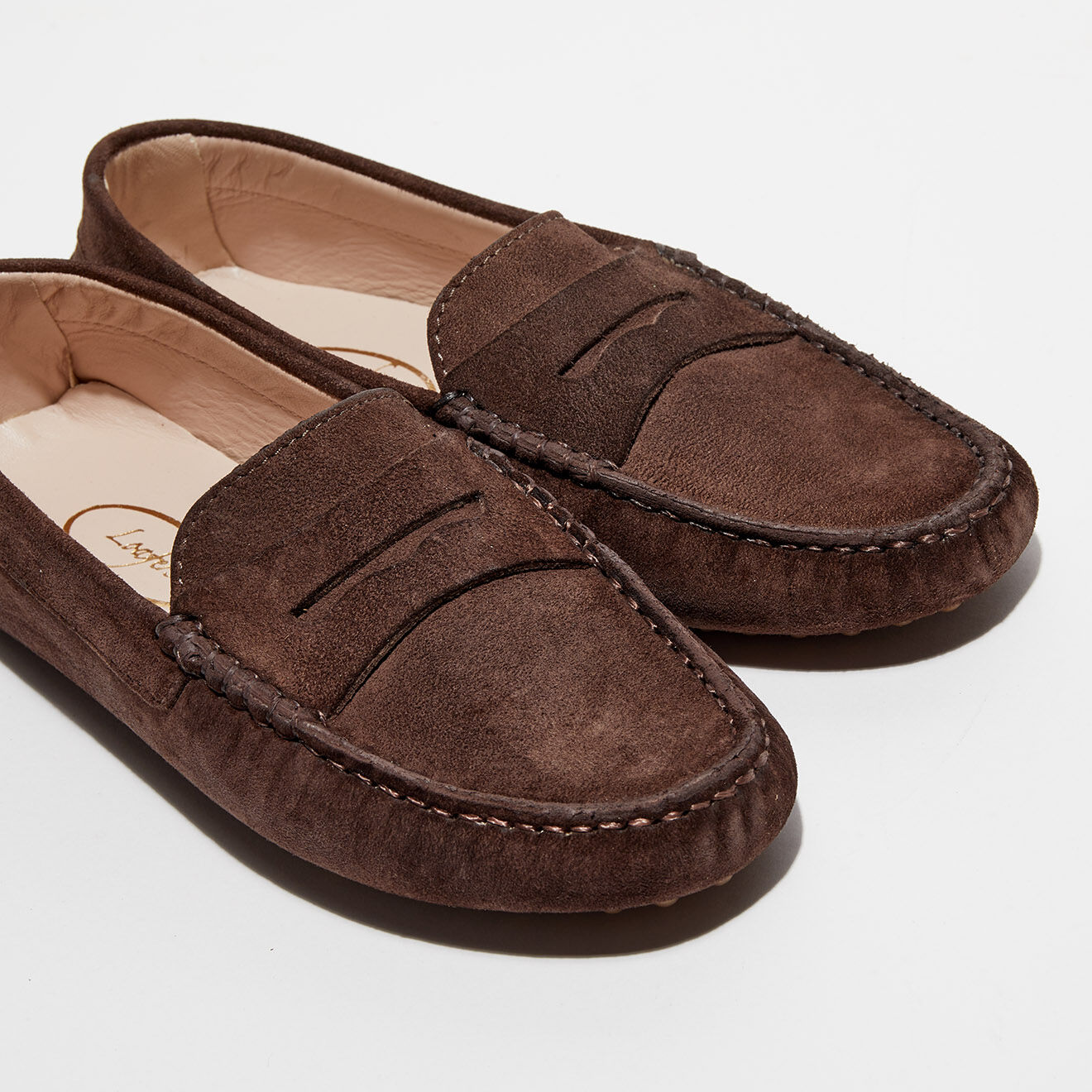 Loafers Mocassins en Velours de Cuir Jade marron