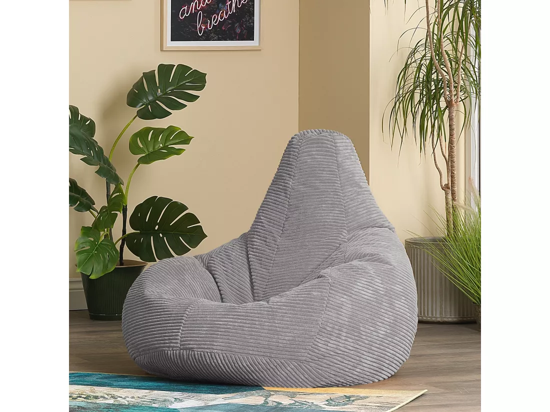 Pouf inclinable velours côtelé, gris - DALTON