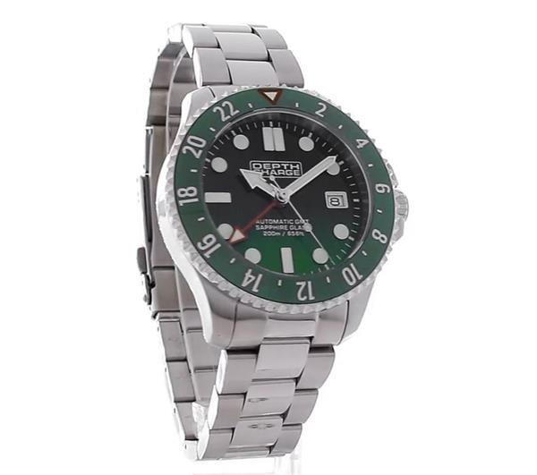 Depth Charge Stainless Steel Green Dial Dive Watch