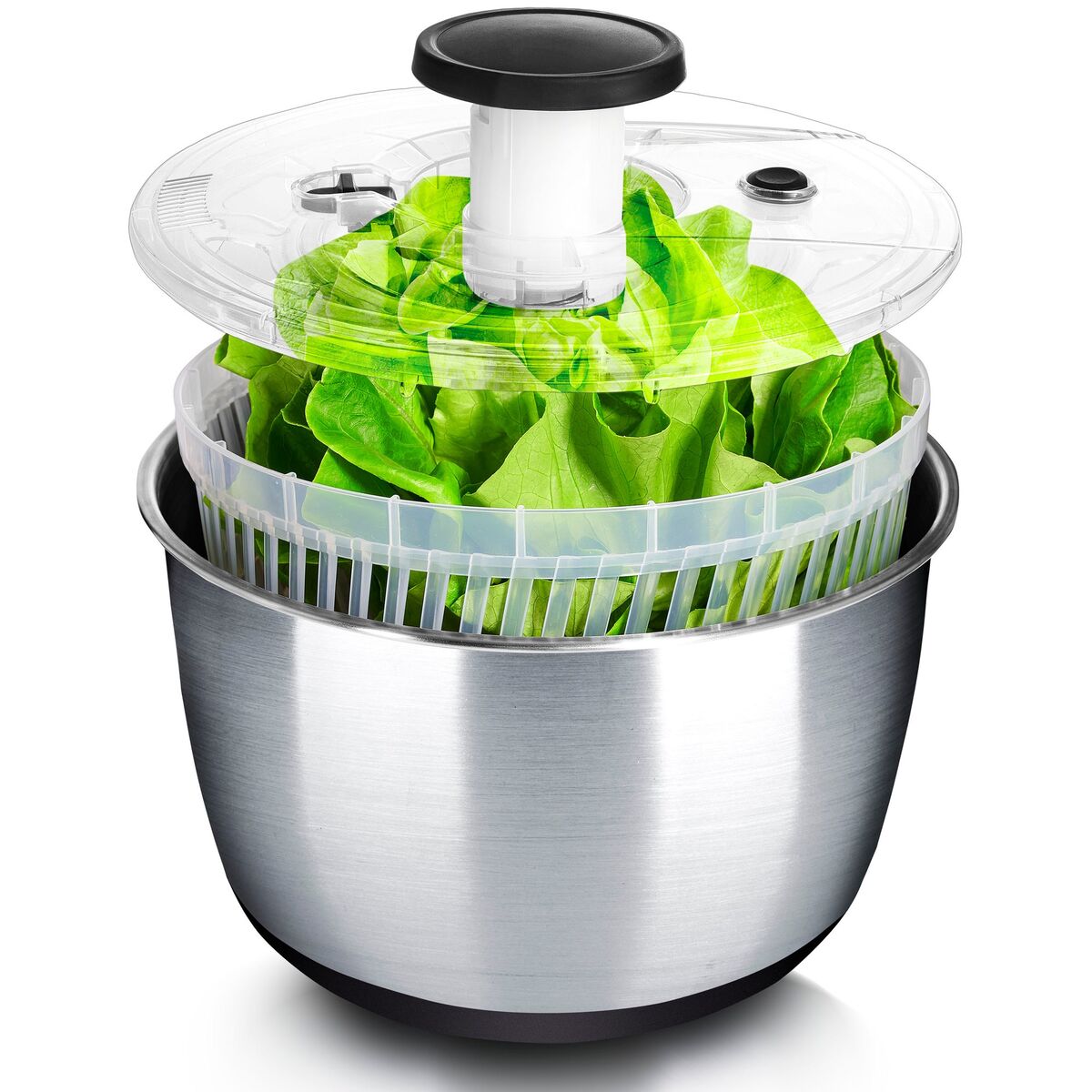 Stainless Steel salatslynge med pumpe 6L
