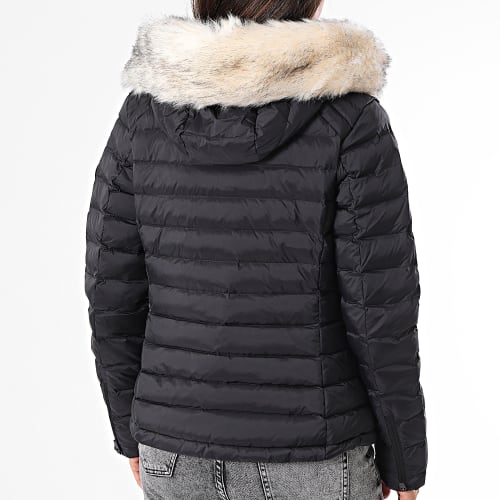 Doudoune Capuche Fourrure Chauffante Femme Victoria Noir Blanc