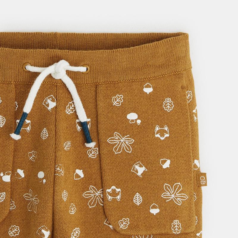 Pantalon maille souple animaux marron bébé garçon Marron