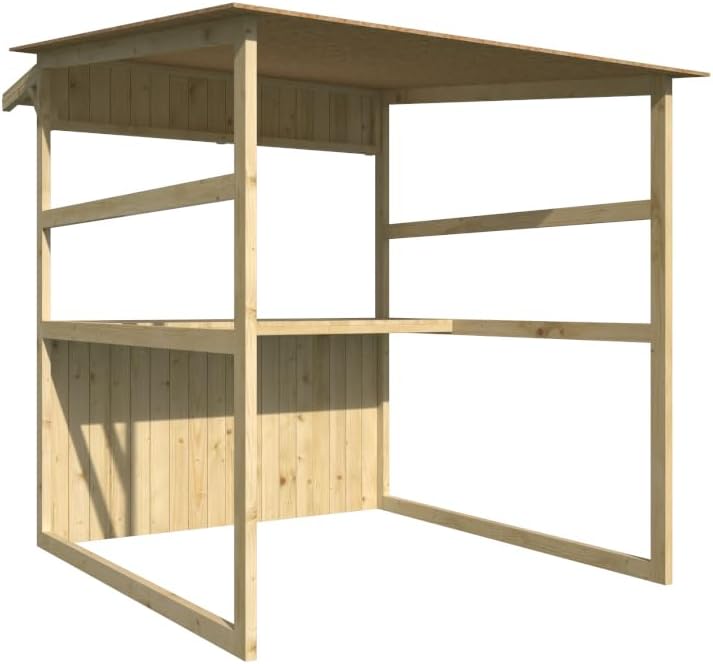Anton Marktstand Gerätehaus, Marktbude Holz, Qualitäts Pultdach Fichte Verkaufsstand Holzhaus mit Theke, ohne Boden 170x180x200cm, multifunktionale Verkaufshütte mit großes Verkaufsfenster